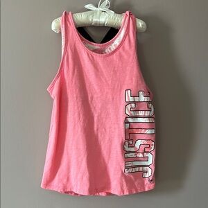 Justice Pink Kids Tank Top Built In Bra - 10